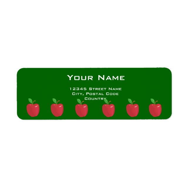 adressetiketter för rött grafiskt äpple returadress etikett (Framsidan)