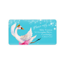 adressetiketter för svar på vattenfärgen svan stol