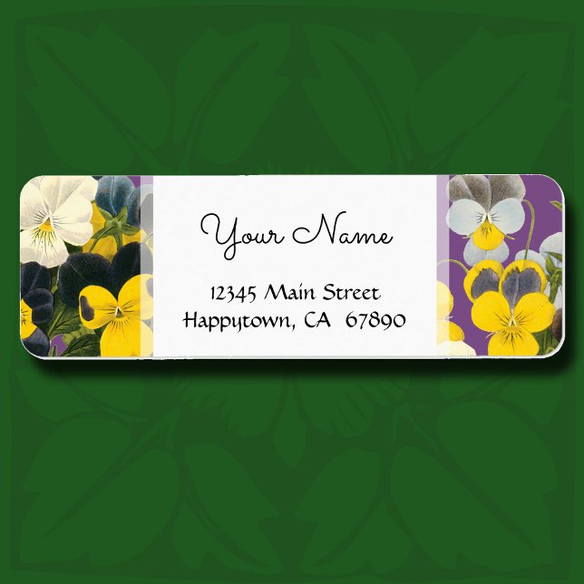 Adressetiketter för Violets and Pansy Blommigt Anp Returadress Etikett (Pansy and violet flowers botanical return address labels)