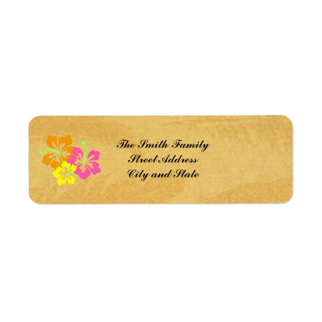 Adressetiketter: Hibiscus-Adressetiketter Returadress Etikett (Framsidan)