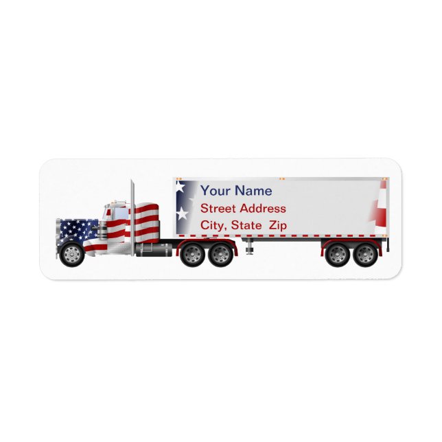 Adressetiketter i American Patriotic Big Rig Lastb Returadress Etikett (Framsidan)