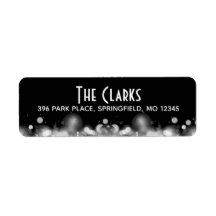 Adressetiketter i Black & White Bokeh suddig Ljus