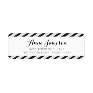 Adressetiketter i Black & White Carnival Rand Returadress Etikett