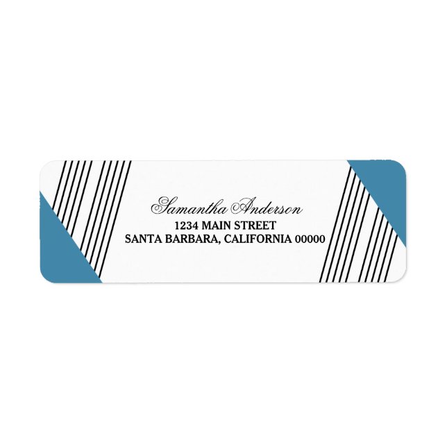 Adressetiketter i Blue Geometric Rand Returadress Etikett (Framsidan)