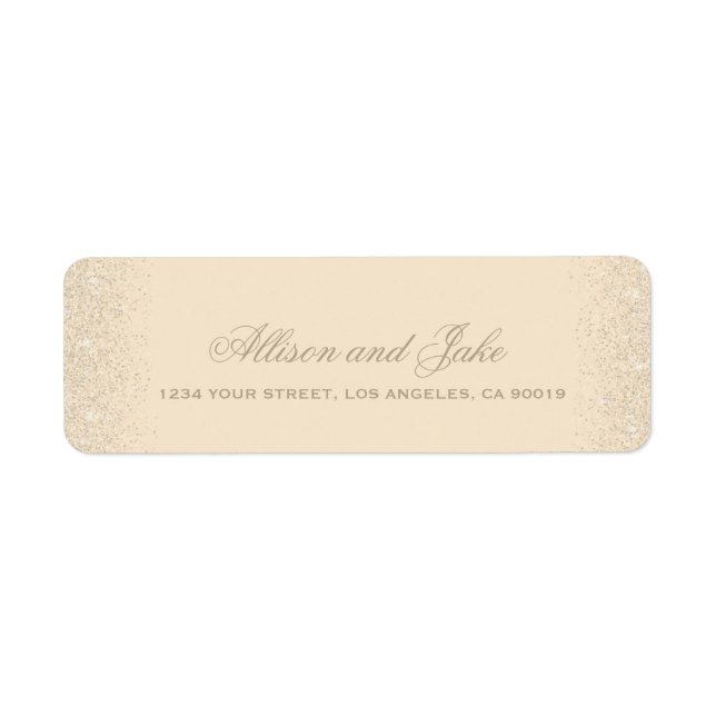 Adressetiketter i Glamous Champagne Glitter Returadress Etikett (Framsidan)