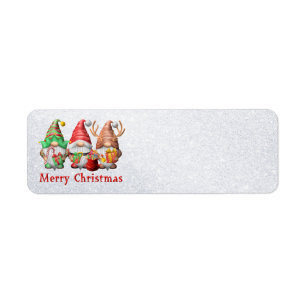 Adressetiketter i North Pole Gnomes Trio Returadress Etikett
