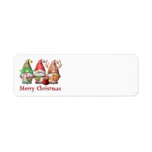 Adressetiketter i North Pole Gnomes Trio Returadress Etikett