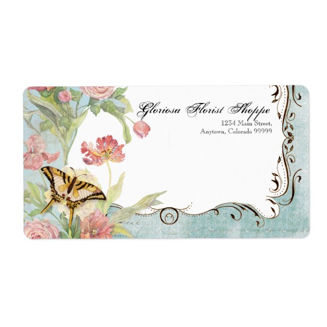 Adressetiketter - Les Fleur Pavoine - Bröllop Fraktsedel (Framsidan)