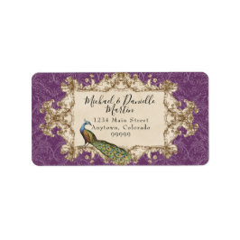 Adressetiketter - Lila Vintage Peacock & Etchings