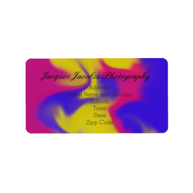 Adressetiketter med Retro Tie Dye Stil-bakgrund (Framsidan)