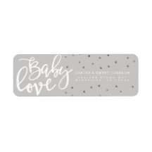 ADRESSETIKETTER | Modern Grått Baby Kärlek Boy Scr