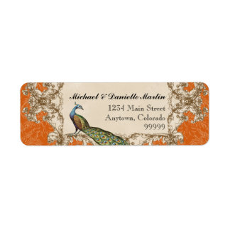 Adressetiketter - Orangens Vintage Peacock & Etchi Returadress Etikett