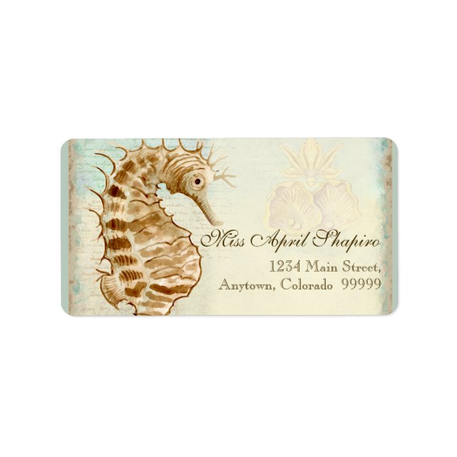 Adressetiketter - Sea Horse Coastal Beach (Framsidan)