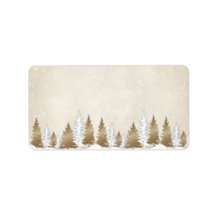 Adressetiketter, Winter Nature Beige Träd Adressetikett