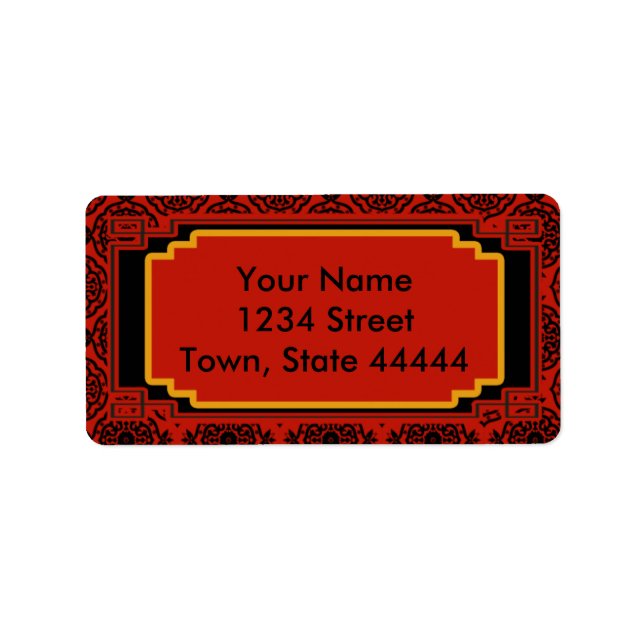Adressetiketterna Black and Red Oriental Stil Adressetikett (Framsidan)