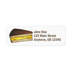 Adressetiketterna Boston Cream Paj Slice Dessert Returadress Etikett