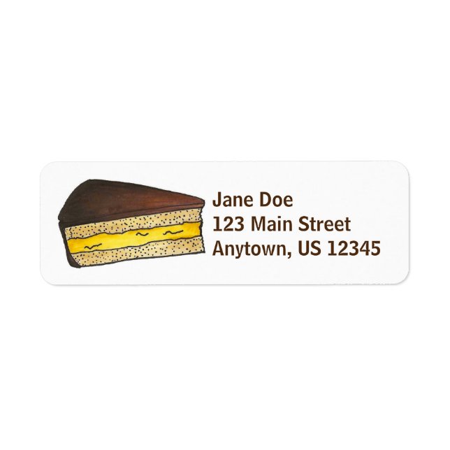 Adressetiketterna Boston Cream Paj Slice Dessert Returadress Etikett (Framsidan)