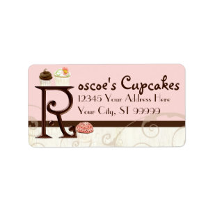 Adressetiketterna Brev R Monogram Dessert Bakery Adressetikett