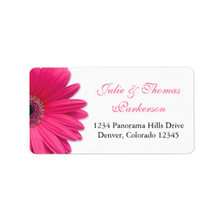 Adressetiketterna bröllop | Rosa Gerbera Daisy Bla Adressetikett