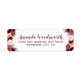 Adressetiketterna Burgundy Marsala Fall Peony Bröl Returadress Etikett