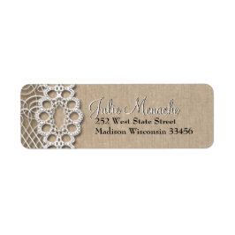 Adressetiketterna Burlap och Snöre Rustic Returadress Etikett