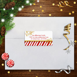 Adressetiketterna candy cane jul adressetikett
