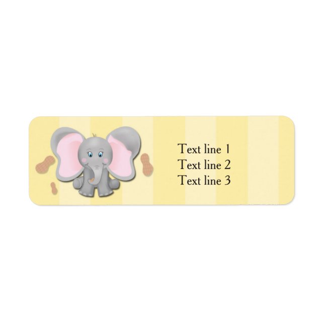 Adressetiketterna Cute Baby Elephant & Peanuts Par Returadress Etikett (Framsidan)