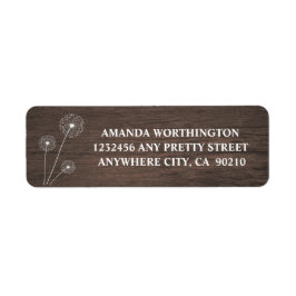 Adressetiketterna Dandelion Barn Wood Rustic Bröll Returadress Etikett