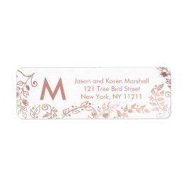 Adressetiketterna elegant Guld Blommigten Vit ros Returadress Etikett