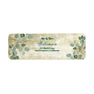 Adressetiketterna Eucalyptus Greenery Bröllop Returadress Etikett