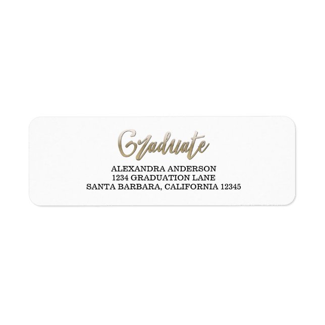 Adressetiketterna guld Faux Foil Studenten Returadress Etikett (Framsidan)