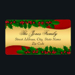 Adressetiketterna Guld Holly Löv jul Fraktsedel<br><div class="desc">Julens Guld Gult Röda Gröntens Adressetiketter. Elegant Holly Lämnar design.</div>