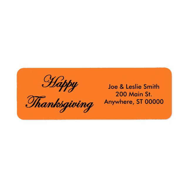 adressetiketterna "Happy thanksgiving" Returadress Etikett (Framsidan)