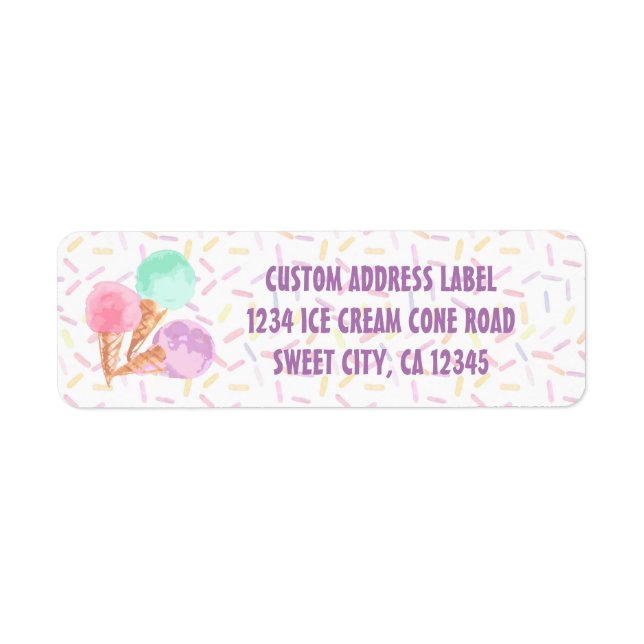 Adressetiketterna Ice Cream Party Returadress Etikett (Framsidan)