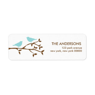 Adressetiketterna love birds Bröllop Returadress Etikett