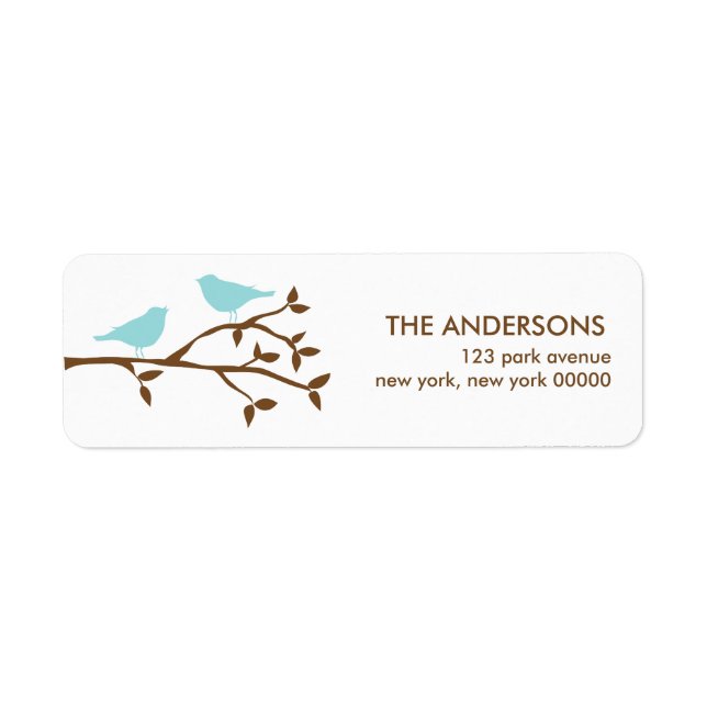 Adressetiketterna love birds Bröllop Returadress Etikett (Framsidan)