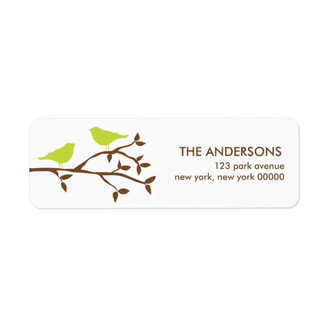 Adressetiketterna love birds Bröllop Returadress Etikett (Framsidan)