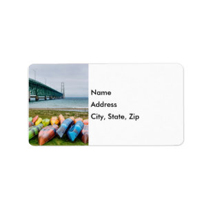 Adressetiketterna Mackinac Bridge och Canoes Adressetikett
