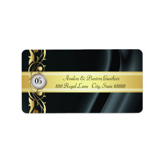 Adressetiketterna Marquis Black och Guld Silke Adressetikett