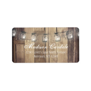 Adressetiketterna Mason Burk Ljus Barn Wood Bröllo Adressetikett