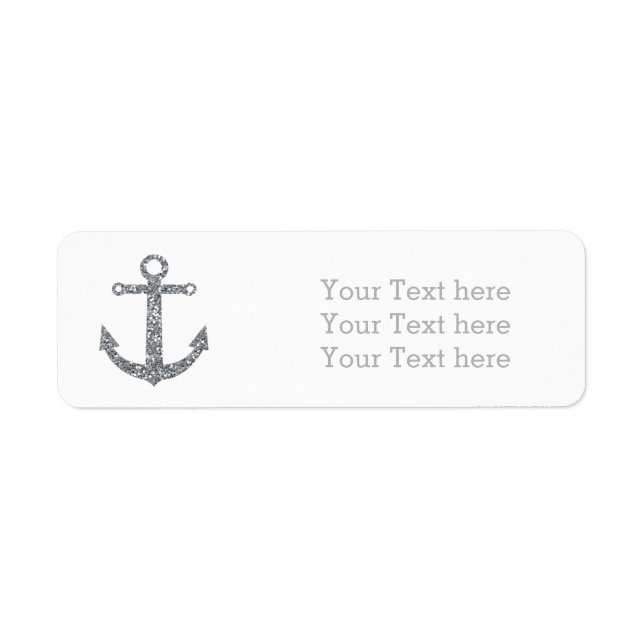 Adressetiketterna Nautical Anchor Silver Glitter G Returadress Etikett (Framsidan)