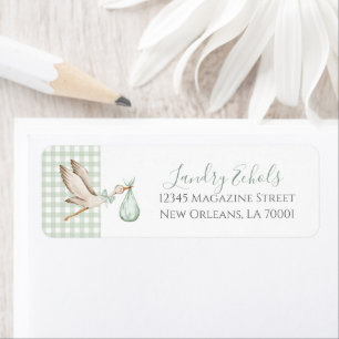 Adressetiketterna Preppy Southern Grönt Stork Returadress Etikett