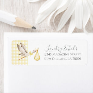 Adressetiketterna Preppy Southern Gult Stork Returadress Etikett