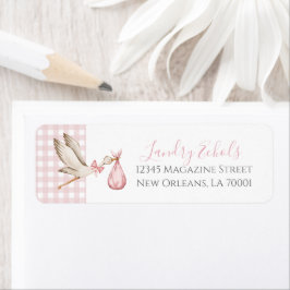 Adressetiketterna Preppy Southern Rosa Stork Returadress Etikett