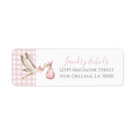Adressetiketterna Preppy Southern Rosa Stork Returadress Etikett