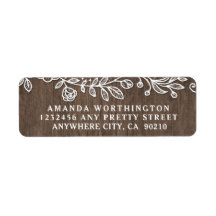 Adressetiketterna Rustic Snöre Land Wood Bröllop