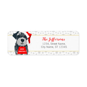 Adressetiketterna Santa Schnauzer Hund Santa Hat Returadress Etikett