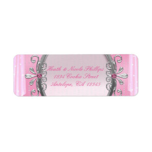 Adressetiketterna silver och Rosa Finare Ram Party Returadress Etikett
