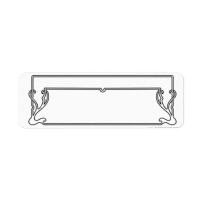 Adressetiketterna Svarta och vita Art nouveau Ram Returadress Etikett (Framsidan)