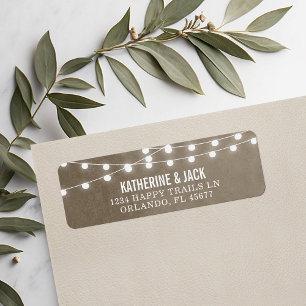 Adressetiketterna Taupe String Ljus Bröllop Returadress Etikett